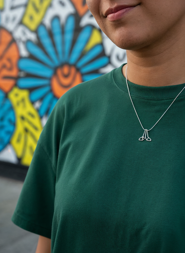 Folding Hands Emoji Pendant + Chain