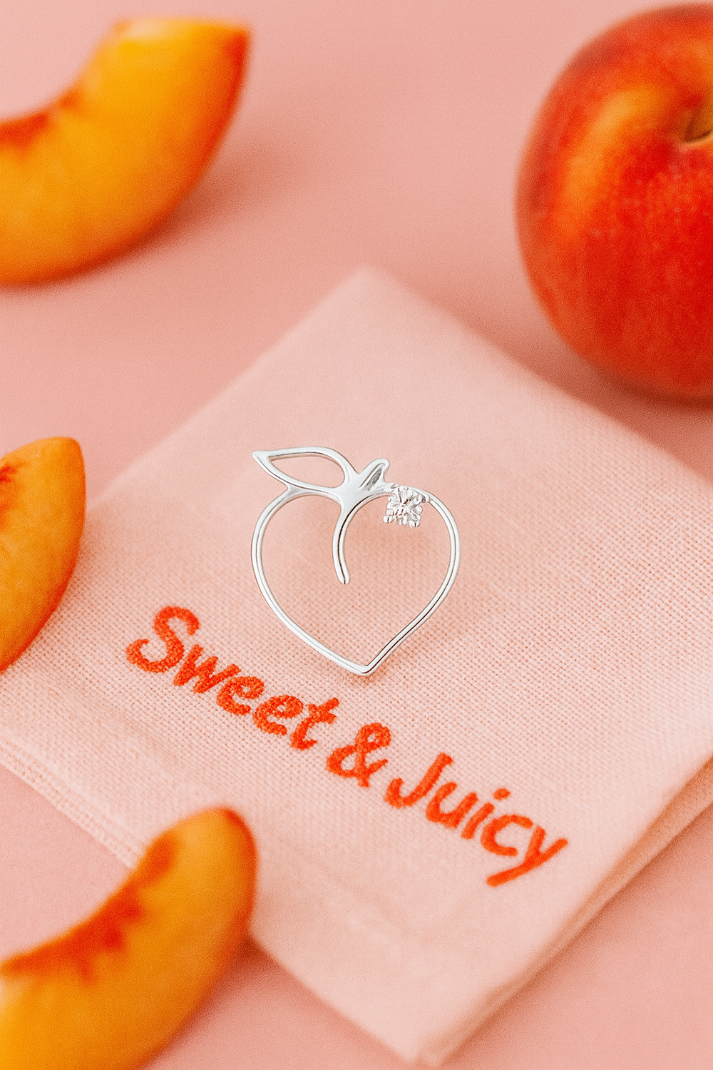 Peach Emoji Pendant + Chain