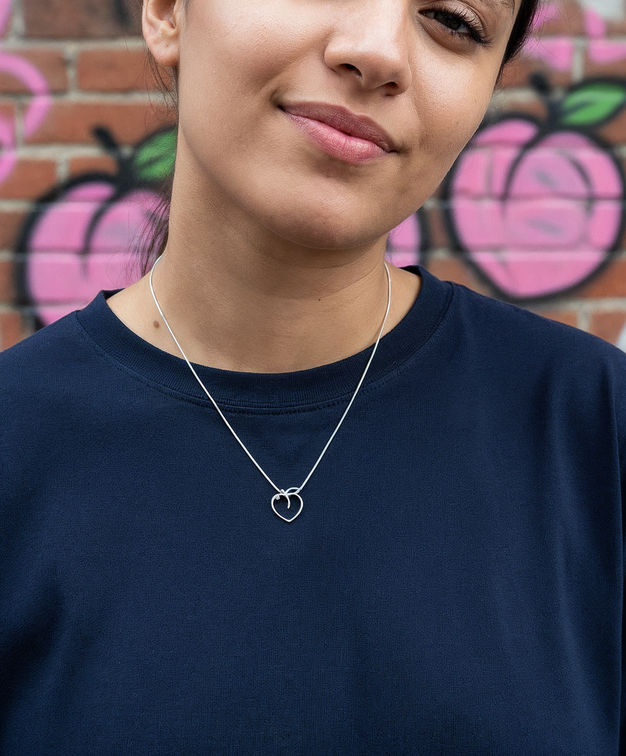 Peach Emoji Pendant + Chain