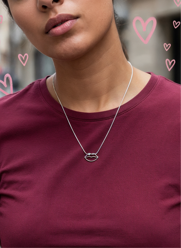 Lips Emoji Pendant + Chain