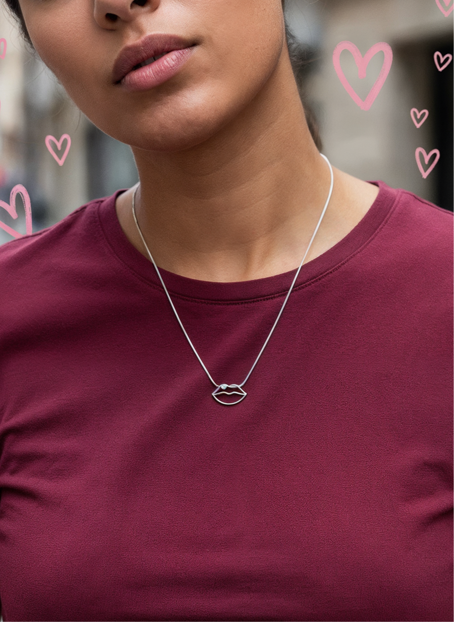 Lips Emoji Pendant + Chain