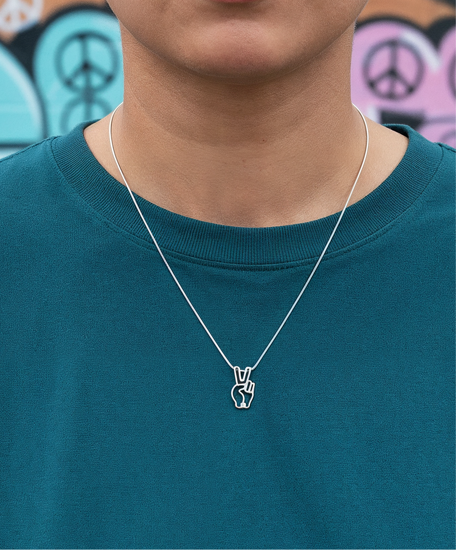 Peace Emoji Pendant + Chain