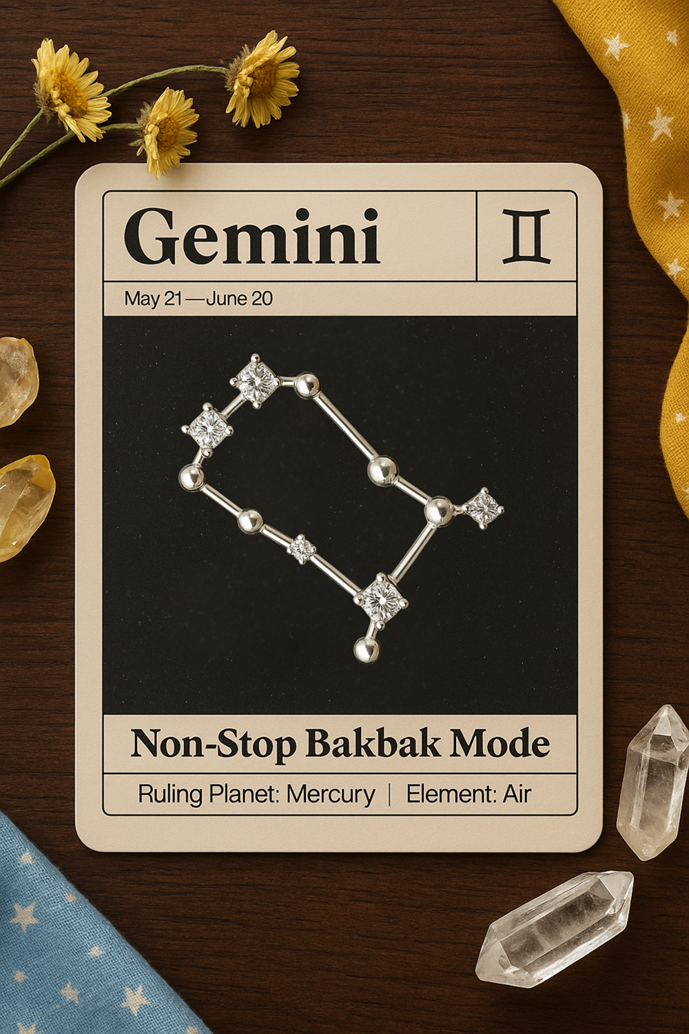 Gemini Constellation Pendant + Chain